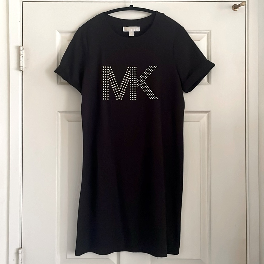 MICHAEL KORS MK Logo Black Short Sleeve Dress - Size M